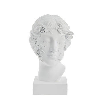 Sielle figur kvinde m. blomster 31 cm. hvid LENE BJERRE