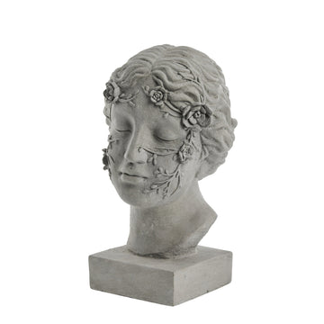 Sielle figur kvinde m. blomster 31 cm. grå LENE BJERRE