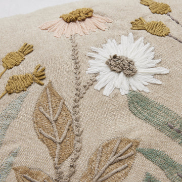 Inielle pudebetræk sand 60x40 blomster LENE BJERRE