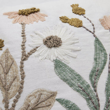 Inielle pudebetræk råhvid 60x40 blomster LENE BJERRE