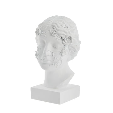 Sielle figur kvinde m. blomster 31 cm. hvid LENE BJERRE
