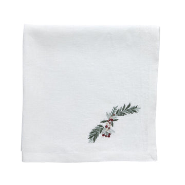 Penine mundserviet Ø45 cm. hvid hørblanding Lene Bjerre Design DK