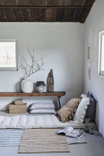 Norah æske m. låg 18x18 cm. Natur LENE BJERRE