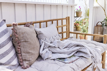 Olivia plaid 170x130 cm. beige stribet Lene Bjerre Design DK