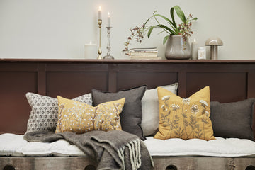 Emilde pudebetræk 50x50 cm. okker 100% bomuld