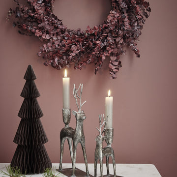 Misella rensdyr lysestage H29 cm. antik sølv jern Lene Bjerre Design DK