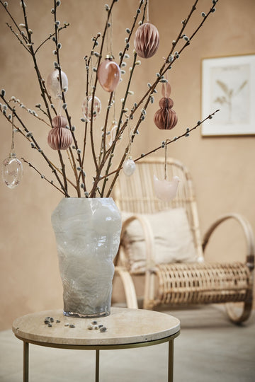 Feven påskeophæng glas H7 cm lys rosa LENE BJERRE