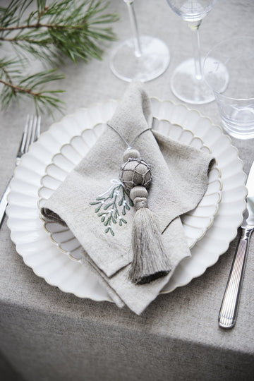 Missine juleserviet Ø45 cm. sand hørblanding Lene Bjerre Design DK