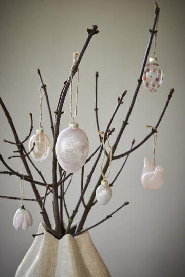 Feven påskeophæng glas H7 cm lys rosa LENE BJERRE