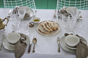 Olivia dug Ø140 cm. beige stribet Lene Bjerre Design DK