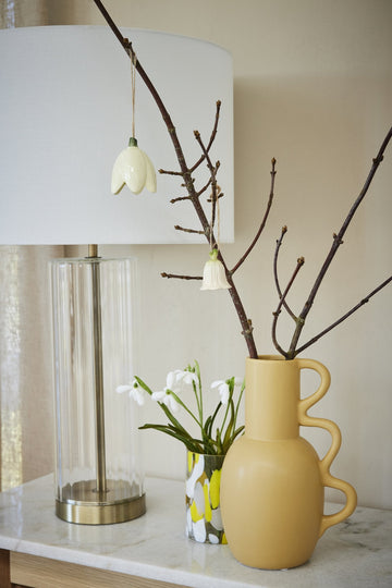 Dehlia påskeblomst ophæng keramik H6,3 cm gul LENE BJERRE