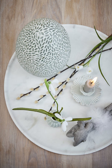 Dehmira lysestage keramik H3,7 cm støvet grøn LENE BJERRE