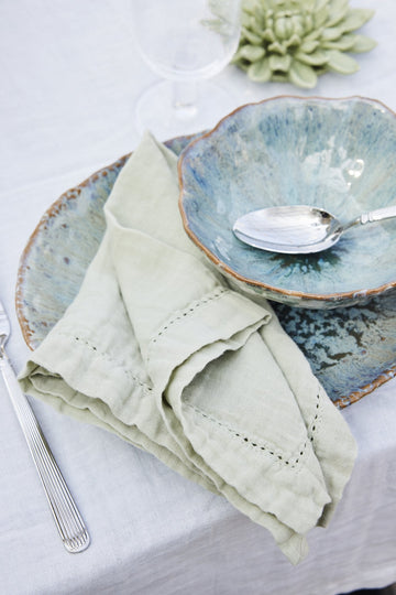 Angela mundserviet støvet grøn 45x45 LENE BJERRE