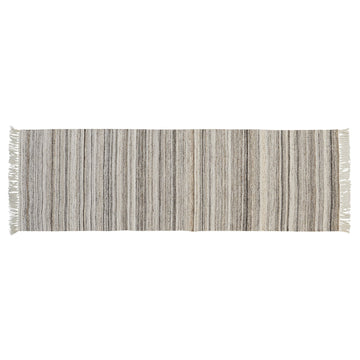 Strina gulvtæppe løber 240x75 cm. råhvid stribet LENE BJERRE