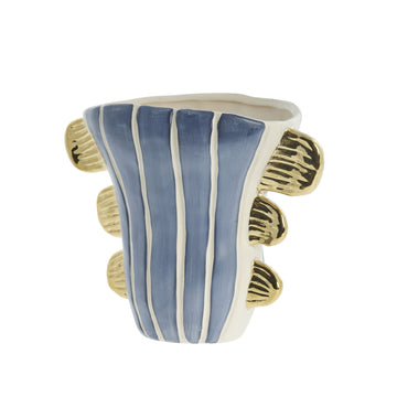 Valentina vase i keramik 24x13 cm. blå/guld Lene Bjerre Design DK