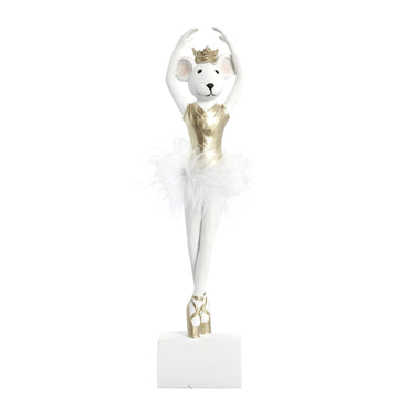 Salinna ballerinamus 32,5 cm hvid og guld Lene Bjerre Design DK