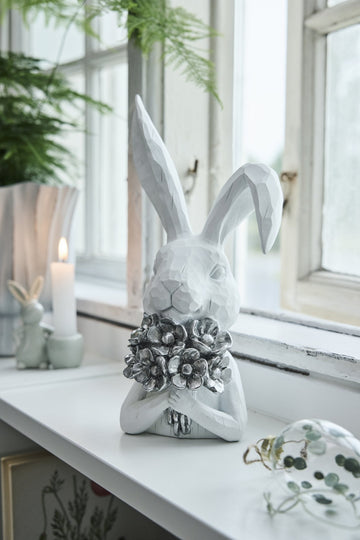 Sevinne kanindekoration H25,8 Hvid/Sølv Lene Bjerre Design DK