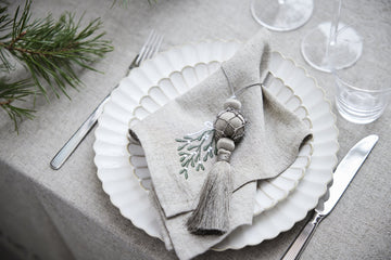 Missine juleserviet Ø45 cm. sand hørblanding Lene Bjerre Design DK