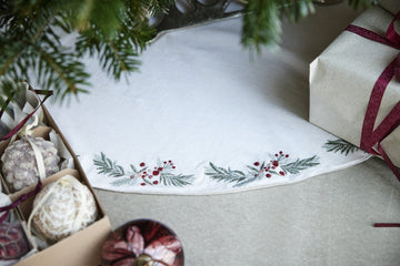 Penine juletræstæppe Ø110 cm. hvid hørblanding Lene Bjerre Design DK