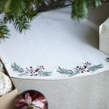 Penine juletræstæppe Ø110 cm. hvid hørblanding Lene Bjerre Design DK