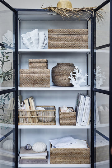 Norah æske m. låg 18x18 cm. Natur LENE BJERRE