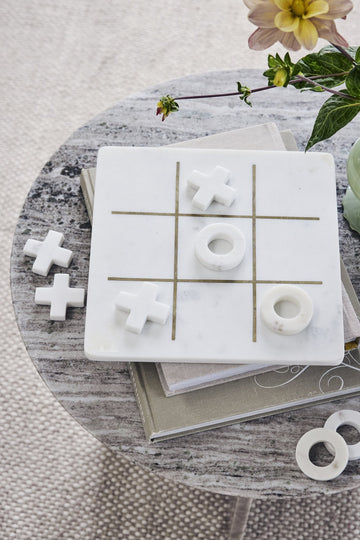 Marmilla Kryds og Bolle Spil i hvid marmor Lene Bjerre Design DK