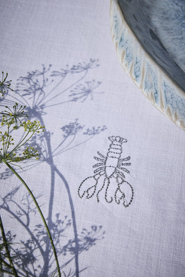 Nerina dug broderet 220x140 cm. Hvid Lene Bjerre Design DK