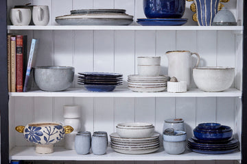 Valentina skjuler i keramik 30x22 cm. blå/guld LENE BJERRE