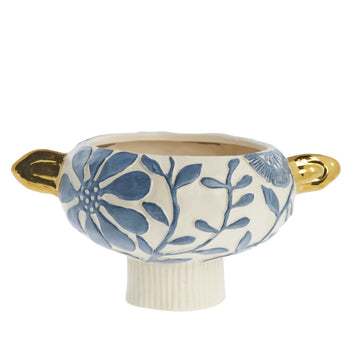 Valentina skjuler i keramik 30x22 cm. blå/guld LENE BJERRE