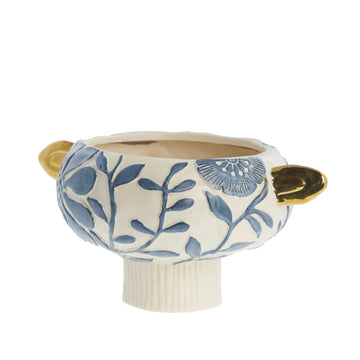 Valentina skjuler i keramik 30x22 cm. blå/guld LENE BJERRE