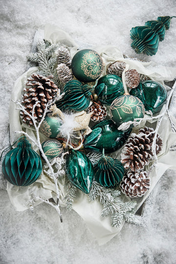 Grønne glas julekugler